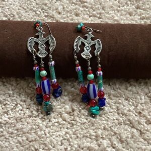 Turquoise Thunderbird Sterling Silver Earrings
